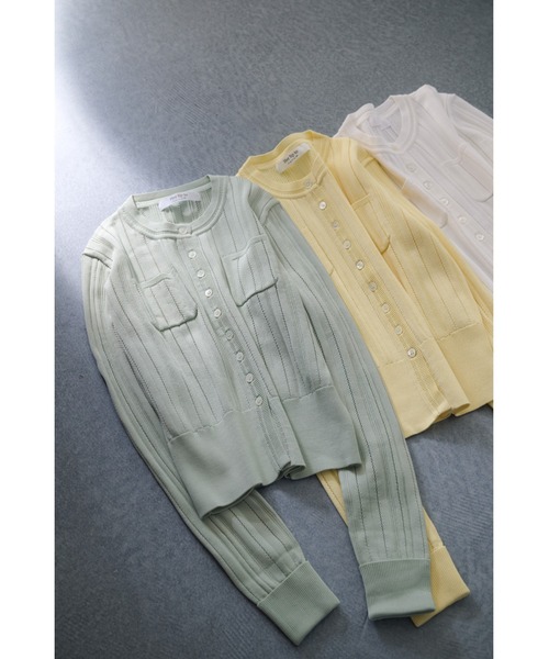 Her lip to(ハーリップトゥー)の「Eyelet Knit Cardigan(カーディガン/ボレロ・レディース・ミント/オフホワイト/ネイビー/サックスブルー/イエロー・FREE)」の20枚目の写真