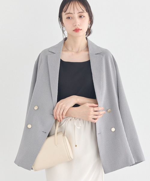 earth music&ecology（アースミュージックアンドエコロジー）の「アソート金ボタンジャケット（テーラードジャケット・レディース・ホワイト系その他2/チェック/ネイビー・FREE）」の3枚目の写真