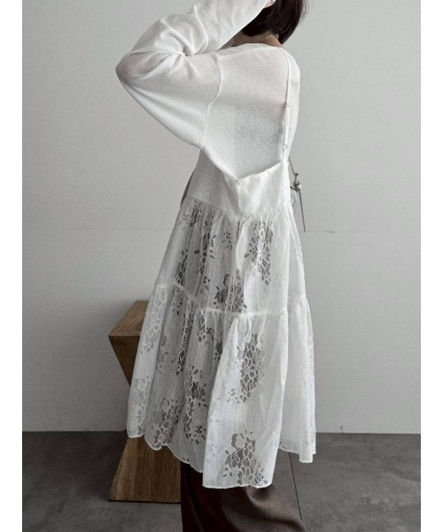 Samansa Mos2（サマンサ モスモス）の「フラワーレースキャミチュニック（チュニック・レディース・オフホワイト/ブラック・F）」の6枚目の写真