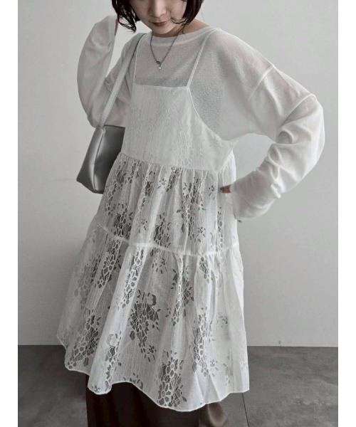 Samansa Mos2（サマンサ モスモス）の「フラワーレースキャミチュニック（チュニック・レディース・オフホワイト/ブラック・F）」の7枚目の写真