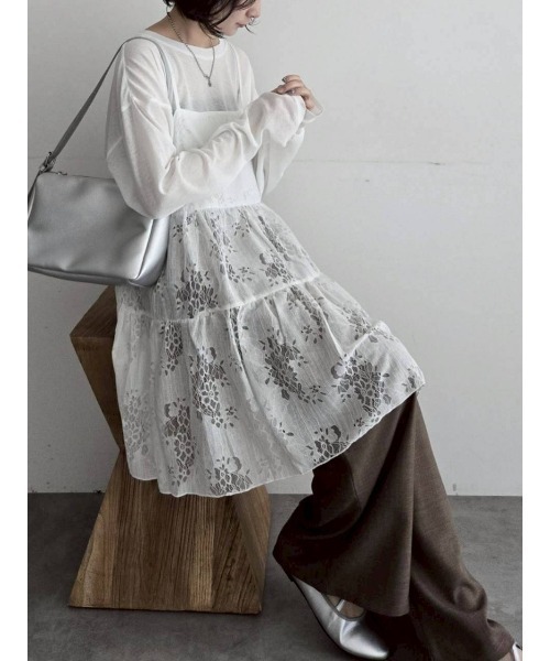 Samansa Mos2（サマンサ モスモス）の「フラワーレースキャミチュニック（チュニック・レディース・オフホワイト/ブラック・F）」の11枚目の写真