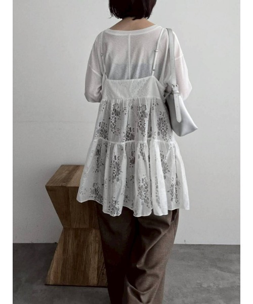 Samansa Mos2（サマンサ モスモス）の「フラワーレースキャミチュニック（チュニック・レディース・オフホワイト/ブラック・F）」の13枚目の写真