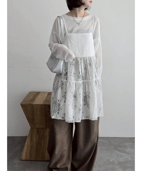 Samansa Mos2（サマンサ モスモス）の「フラワーレースキャミチュニック（チュニック・レディース・オフホワイト/ブラック・F）」の14枚目の写真