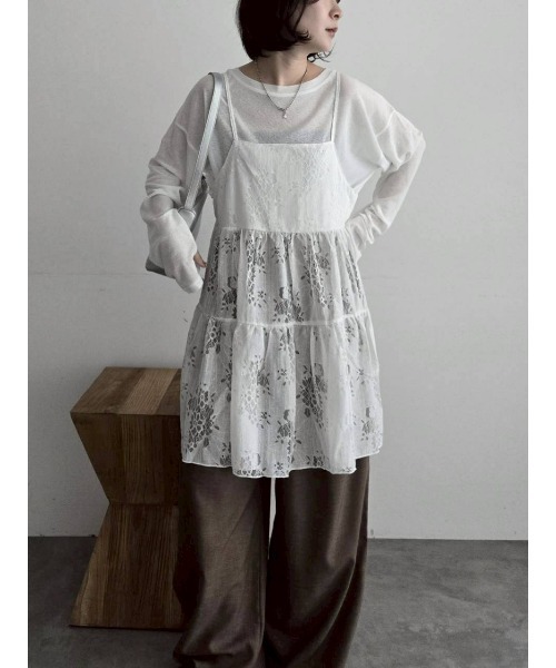 Samansa Mos2（サマンサ モスモス）の「フラワーレースキャミチュニック（チュニック・レディース・オフホワイト/ブラック・F）」の15枚目の写真