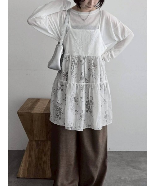 Samansa Mos2（サマンサ モスモス）の「フラワーレースキャミチュニック（チュニック・レディース・オフホワイト/ブラック・F）」の16枚目の写真