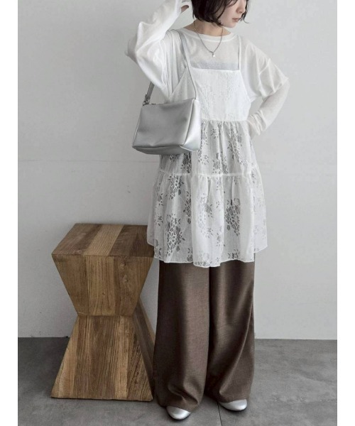 Samansa Mos2（サマンサ モスモス）の「フラワーレースキャミチュニック（チュニック・レディース・オフホワイト/ブラック・F）」の17枚目の写真