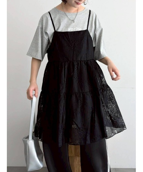 Samansa Mos2（サマンサ モスモス）の「フラワーレースキャミチュニック（チュニック・レディース・オフホワイト/ブラック・F）」の3枚目の写真