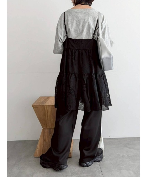 Samansa Mos2（サマンサ モスモス）の「フラワーレースキャミチュニック（チュニック・レディース・オフホワイト/ブラック・F）」の4枚目の写真