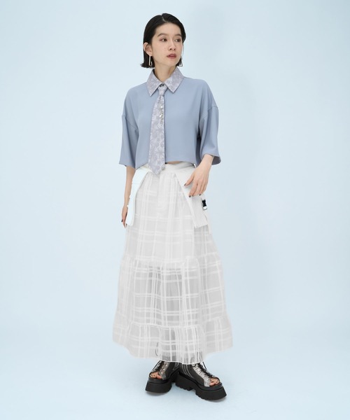 HARE（ハレ）の「ポケットベルトシアースカート(HARE)（スカート・レディース・ブラック/ホワイト・FREE）」の4枚目の写真