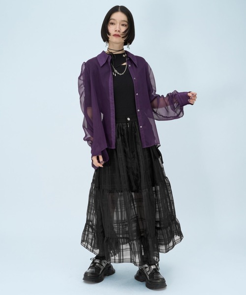 HARE（ハレ）の「ポケットベルトシアースカート(HARE)（スカート・レディース・ブラック/ホワイト・FREE）」の5枚目の写真