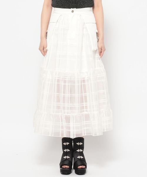 HARE（ハレ）の「ポケットベルトシアースカート(HARE)（スカート・レディース・ブラック/ホワイト・FREE）」の9枚目の写真