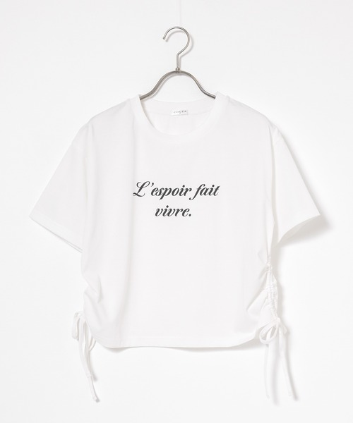 Honeys（ハニーズ）の「【ハニさら・接触冷感・ＵＶカット】脇ドロストＴシャツ（Tシャツ/カットソー・レディース・スミクロ/ホワイト/レッド/ブルー・L/M/S/SS）」の17枚目の写真