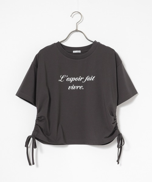 Honeys（ハニーズ）の「【ハニさら・接触冷感・ＵＶカット】脇ドロストＴシャツ（Tシャツ/カットソー・レディース・スミクロ/ホワイト/レッド/ブルー・L/M/S/SS）」の19枚目の写真