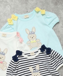 la poche biscuit（ラポシェビスキュイ）の「【パフスリーブ】 肩リボン ウサギ Tシャツ（Tシャツ/カットソー）」