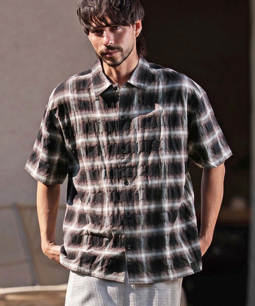 mhs2622-Ombre Check Short Sleeve Shirts オンブレチェック半袖シャツ(PF-261-020)