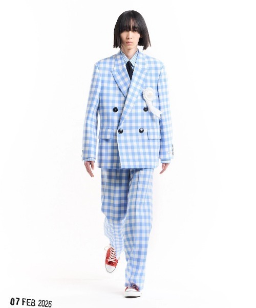 TSTS(ティーエスティーエス)の「GINGHAM WOOL WIDE TROUSERS(その他パンツ・メンズ・ブラック/サックスブルー・M)」の4枚目の写真