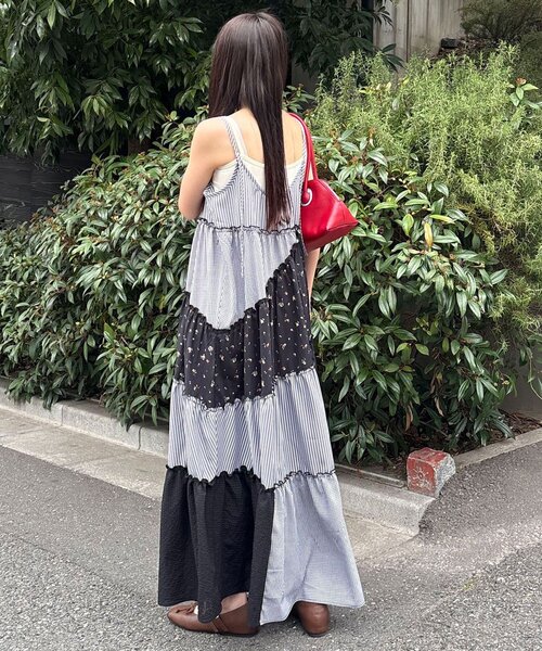 アソート柄パッチワークロングキャミワンピース(ワンピース アソート柄パッチワークロングキャミワンピース(ワンピース