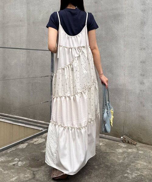 アソート柄パッチワークロングキャミワンピース（ワンピース