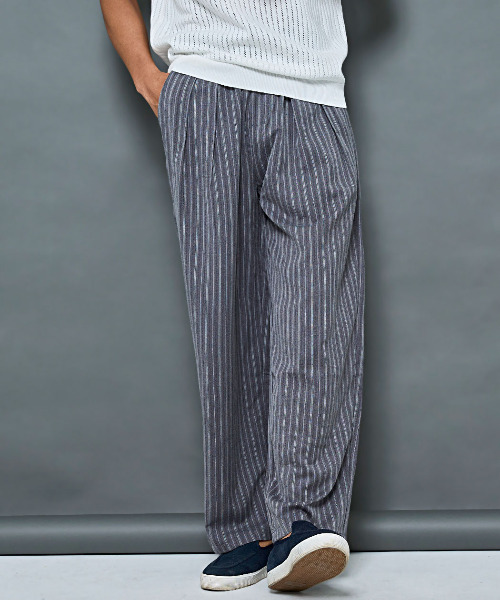 BENUSTA(ベヌスタ)の「『BENUSTA/ベヌスタ』ストライプバルーンパンツ【GC】(その他パンツ・メンズ・ブラック/グレー・M/L)」の2枚目の写真