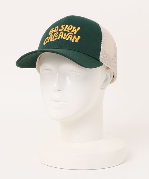 go slow caravan（ゴースローキャラバン）の「ツイルヒッピーロゴ ６パネルメッシュキャップ（キャップ・メンズ・グリーン/ブラック/ナチュラル・FREE）」の16枚目の写真