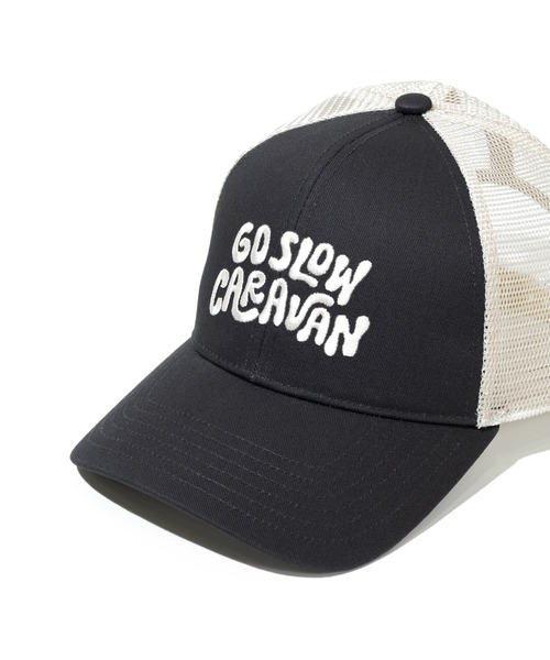 go slow caravan（ゴースローキャラバン）の「ツイルヒッピーロゴ ６パネルメッシュキャップ（キャップ・メンズ・グリーン/ブラック/ナチュラル・FREE）」の9枚目の写真