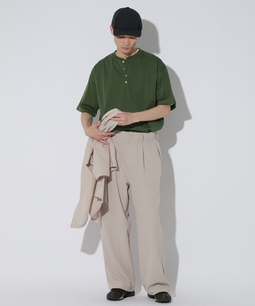 LAKOLE(ラコレ)の「<接触冷感>メタルボタンヘンリーTシャツ / 667766(Tシャツ/カットソー・メンズ・グリーン/ホワイト/ブラック/レッド/ライトグレー・LARGE/MEDIUM)」の17枚目の写真
