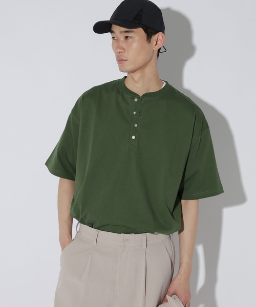 LAKOLE(ラコレ)の「<接触冷感>メタルボタンヘンリーTシャツ / 667766(Tシャツ/カットソー・メンズ・グリーン/ホワイト/ブラック/レッド/ライトグレー・LARGE/MEDIUM)」の19枚目の写真