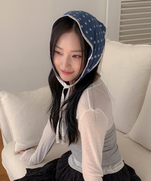 MINCO（ミンシオ）の「ワイドドットレースボンネット_navy（キャップ）」