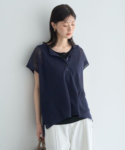 YECCA VECCA（イェッカヴェッカ）の「【2点SET】ヘンリーネックスラブシアーニット（ニット/セーター・レディース・ライトベージュ/ネイビー・FREE）」の14枚目の写真
