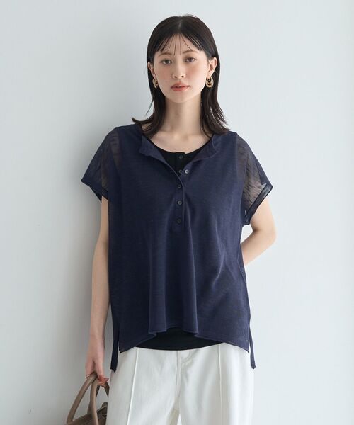 YECCA VECCA（イェッカヴェッカ）の「【2点SET】ヘンリーネックスラブシアーニット（ニット/セーター・レディース・ライトベージュ/ネイビー・FREE）」の15枚目の写真