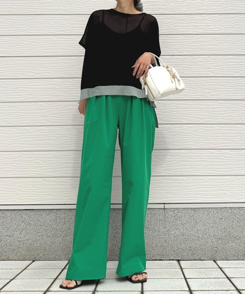 Q(キュー)の「アイスタッチワイドストレートパンツ(その他パンツ・レディース・ブラック/グリーン/カーキブラウン・MEDIUM)」の15枚目の写真