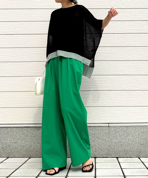 Q(キュー)の「アイスタッチワイドストレートパンツ(その他パンツ・レディース・ブラック/グリーン/カーキブラウン・MEDIUM)」の14枚目の写真