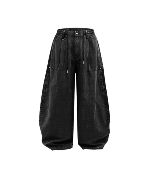 BUTTON SEOUL（ボタンソウル）の「ユーティリティピグメントループウォッシュドバルーンパンツ (3カラー)（その他パンツ・メンズ・ブラック/キャメル/ライトブラウン/グレー・SMALL/MEDIUM/LARGE/X-LARGE）」の2枚目の写真