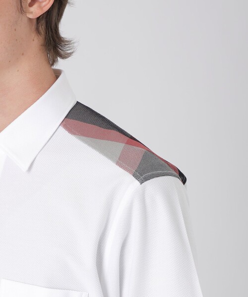 BLACK LABEL CRESTBRIDGE(ブラックレーベル・クレストブリッジ)の「ヨークカラミチェックハーフスリーブシャツ(シャツ/ブラウス・メンズ・オフホワイト/ブラック・S/M/XL/L)」の9枚目の写真