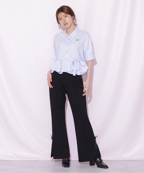 JILL by JILL STUART（ジルバイジルスチュアート）の「フリルヘムショートブラウス半袖（シャツ/ブラウス・レディース・ブルー/ホワイト/ネイビー・FREE）」の17枚目の写真