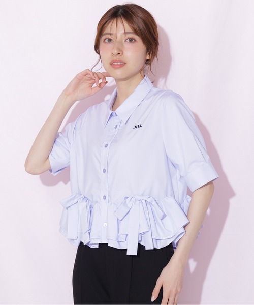 JILL by JILL STUART（ジルバイジルスチュアート）の「フリルヘムショートブラウス半袖（シャツ/ブラウス・レディース・ブルー/ホワイト/ネイビー・FREE）」の15枚目の写真