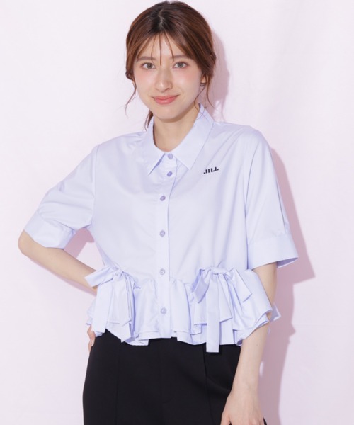 JILL by JILL STUART（ジルバイジルスチュアート）の「フリルヘムショートブラウス半袖（シャツ/ブラウス・レディース・ブルー/ホワイト/ネイビー・FREE）」の14枚目の写真