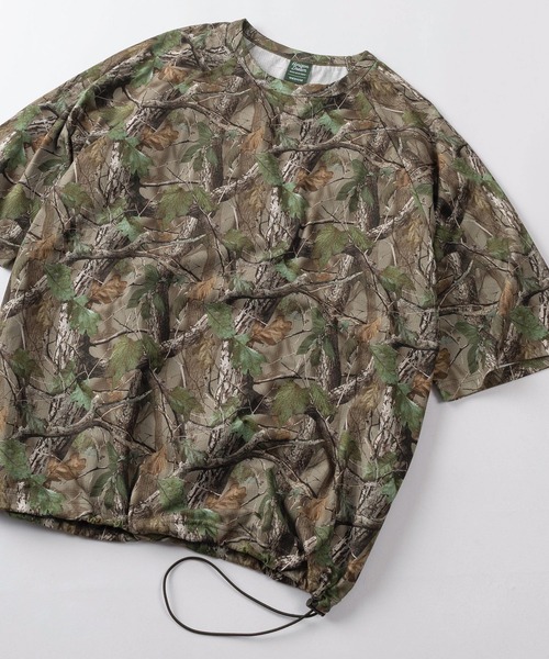 make a ray!(メイク ア レイ!)の「【84】ブラック/カモフラ スピンドル付き スクウェアメッシュ クルーネックTシャツ/ユニセックス/レディース/メンズ(Tシャツ/カットソー・メンズ・カモフラージュ/ブラック・L/M)」の2枚目の写真