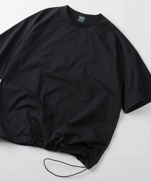 【84】ブラック/カモフラ スピンドル付き スクウェアメッシュ クルーネックTシャツ/ユニセックス/レディース/メンズ