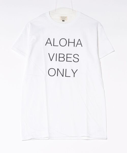 URBAN ISLAND SOCIETY(アーバンアイランドソサエティ)の「ショートスリーブ Tシャツ メンズ ALOHA VIBES ONLY / URBAN ISLAND SOCIETY(アーバンアイランドソサエティ)(Tシャツ/カットソー・メンズ・イエロー/レッド/ライトピンク/ブラック/ホワイト/グリーン/ヘザーグレー/インディゴブルー・MEDIUM/SMALL/X-LARGE/LARGE)」の1枚目の写真