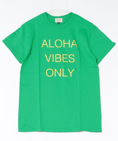 URBAN ISLAND SOCIETY(アーバンアイランドソサエティ)の「ショートスリーブ Tシャツ メンズ ALOHA VIBES ONLY / URBAN ISLAND SOCIETY(アーバンアイランドソサエティ)(Tシャツ/カットソー・メンズ・イエロー/レッド/ライトピンク/ブラック/ホワイト/グリーン/ヘザーグレー/インディゴブルー・MEDIUM/SMALL/X-LARGE/LARGE)」の4枚目の写真