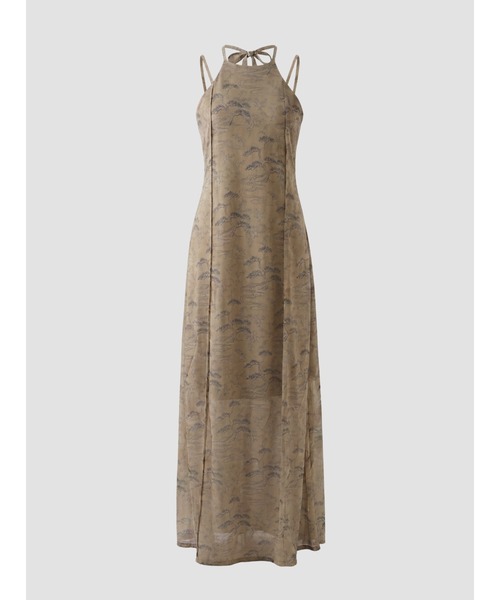 TAJEN:T(タジェント)の「【TAJEN:T】BONSAI PATTERN HALTER NECK SHEER LONG DRESS/ボンサイパターン ホルターネックシアー ロングワンピース(ワンピース・レディース・ブラック/ベージュ・1/2)」の4枚目の写真