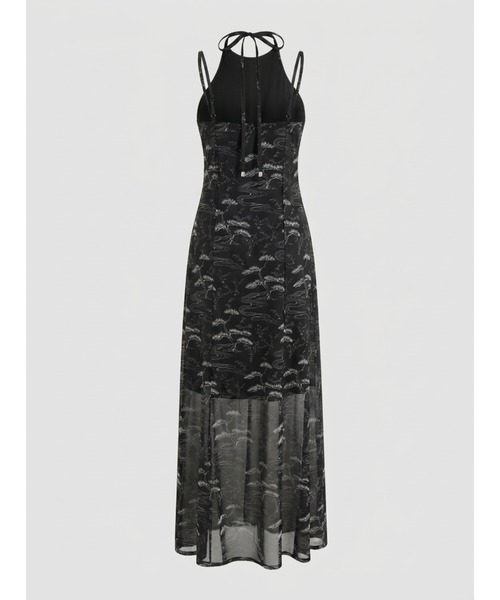 TAJEN:T(タジェント)の「【TAJEN:T】BONSAI PATTERN HALTER NECK SHEER LONG DRESS/ボンサイパターン ホルターネックシアー ロングワンピース(ワンピース・レディース・ブラック/ベージュ・1/2)」の13枚目の写真