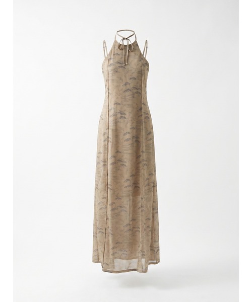 TAJEN:T(タジェント)の「【TAJEN:T】BONSAI PATTERN HALTER NECK SHEER LONG DRESS/ボンサイパターン ホルターネックシアー ロングワンピース(ワンピース・レディース・ブラック/ベージュ・1/2)」の5枚目の写真