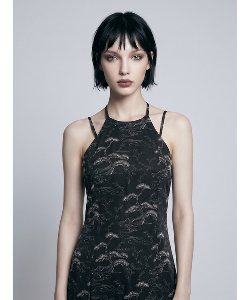 TAJEN:T(タジェント)の「【TAJEN:T】BONSAI PATTERN HALTER NECK SHEER LONG DRESS/ボンサイパターン ホルターネックシアー ロングワンピース(ワンピース・レディース・ブラック/ベージュ・1/2)」の7枚目の写真