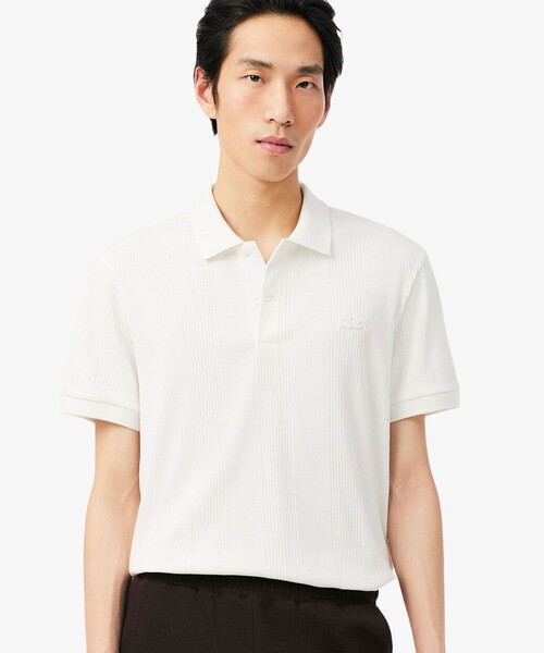 LACOSTE(ラコステ)の「リブニットポロシャツ(ポロシャツ・メンズ・オフホワイト・2/3/4/5)」の1枚目の写真