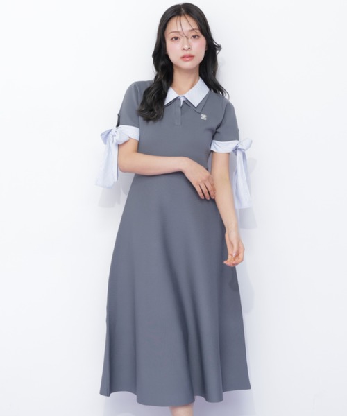 JILL by JILL STUART(ジルバイジルスチュアート)の「【WEB限定カラーあり】ダブルカラーニットワンピース(ワンピース・レディース・グレー/ネイビー/グレー系その他/ブラック・FREE)」の4枚目の写真