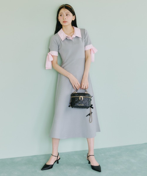 JILL by JILL STUART(ジルバイジルスチュアート)の「【WEB限定カラーあり】ダブルカラーニットワンピース(ワンピース・レディース・グレー/ネイビー/グレー系その他/ブラック・FREE)」の3枚目の写真