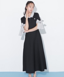 【WEB限定カラーあり】ダブルカラーニットワンピース