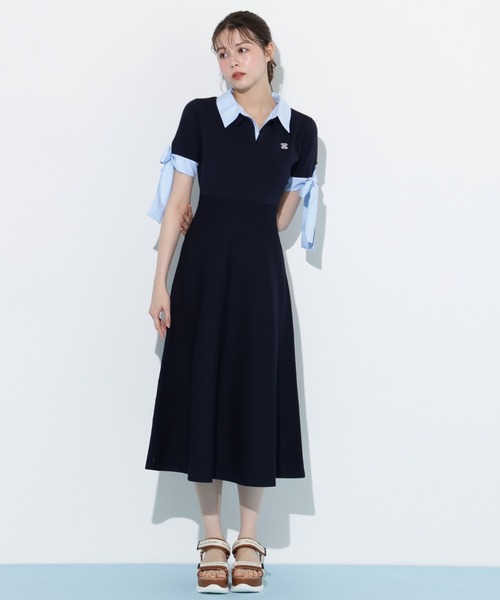 JILL by JILL STUART(ジルバイジルスチュアート)の「【WEB限定カラーあり】ダブルカラーニットワンピース(ワンピース・レディース・グレー/ネイビー/グレー系その他/ブラック・FREE)」の7枚目の写真